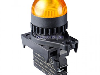 L2RR-L1YL, Контрольная лампа Куполовидная, LED 100-220VAC, НЗ, цвет Желтый
