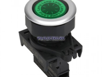 L3RF-L3GL Круглая плоская сигнальная лампа, Утопленная, LED 100-220 VAC, цвет Зеленый, диаметр 30 мм