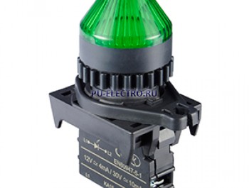 L2RR-L2GD, Контрольная лампа Конусовидная, LED 12-30VDC/AC, НЗ, цвет Зеленый