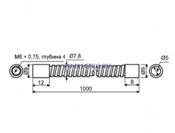 FDH-610 M6 Металлическая защитная трубка для оптоволоконного кабеля с крепежём, длина 1 м, диаметр внешний ?9мм, Внутренний диаметр  ?6