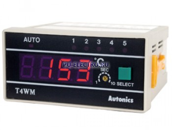 T4WM-N3NP0C Температурный контроллер с 5-ю точками входа, без управляющих функций, Питание 110/220VAC, без управляющих выходов, Тип поддерживаемых температурных датчиков (PT100), измерение температуры