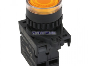 S2PR-P3RBL, Кнопка нажатия с подсветкой, НЗ, LED 100-220VAC, цвет Красный