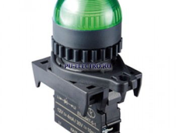 L2RR-L1GD, Контрольная лампа Куполовидная, LED 12-30VDC/AC, НЗ, цвет Зеленый