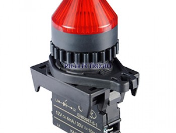 L2RR-L2RD, Контрольная лампа Конусовидная, LED 12-30VDC/AC, НЗ, цвет Красный
