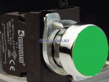 Кнопка нажимная круглая зеленая CM102DY (1НО+1НЗ)