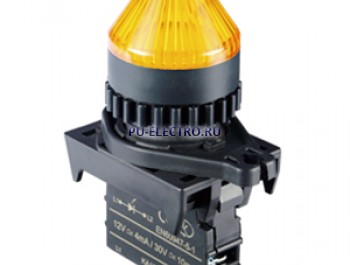 L2RR-L2YL, Контрольная лампа Конусовидная, LED 100-220VAC, НЗ, цвет Желтый