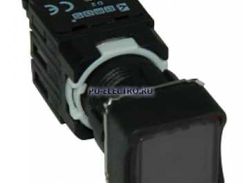 Кнопка нажимная квадратная 16 мм черная (2НО)