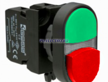 Кнопка сдвоенная, выступающая красно-зеленая (1НО+1НЗ) IP65